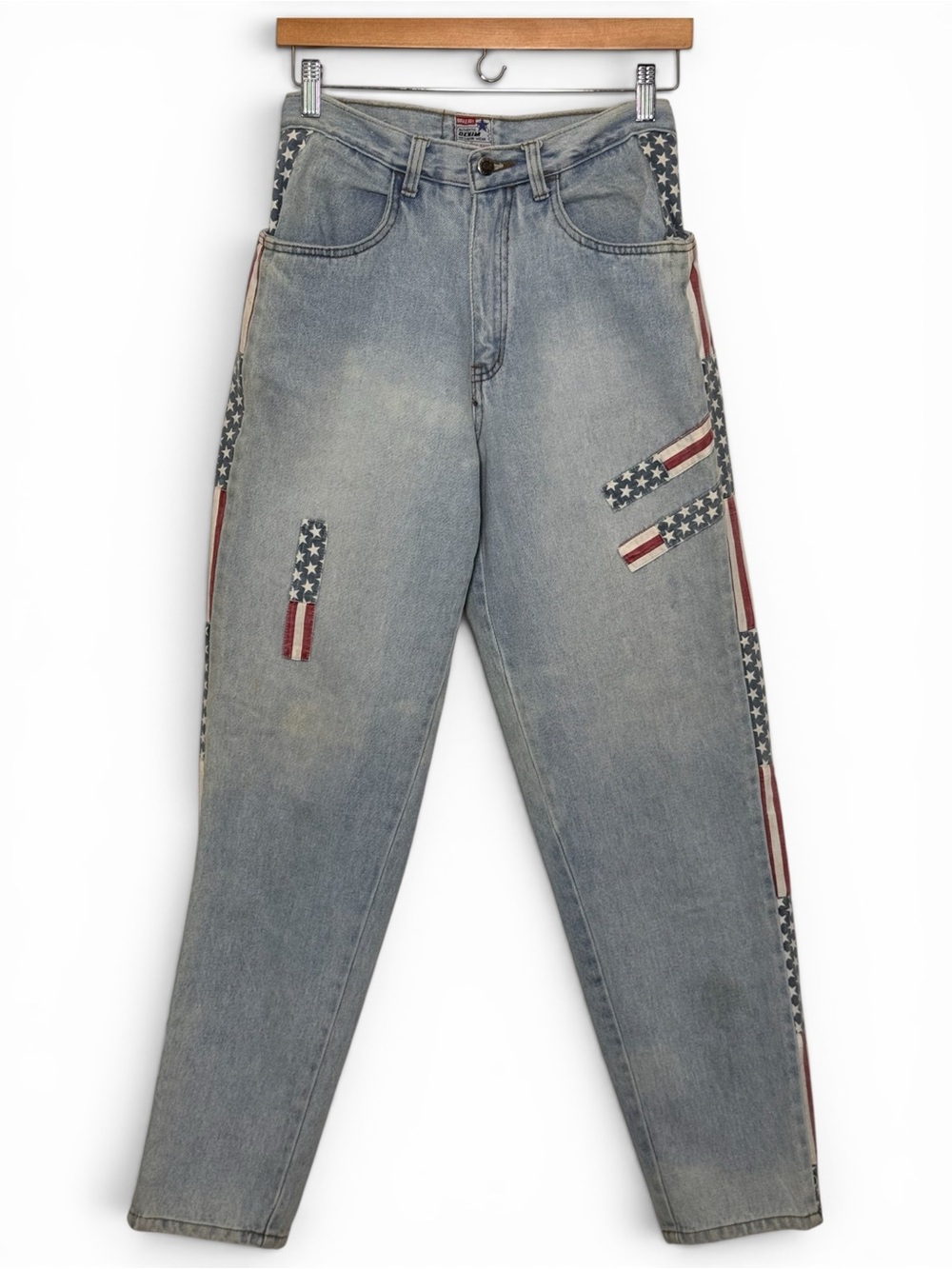 Vintage Bugle Boy USA Flag Patriotic Mom Jeans 28W x 31L High Rise